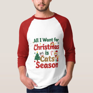 Camiseta Tudo o que Eu Quero para o Natal Gatos
