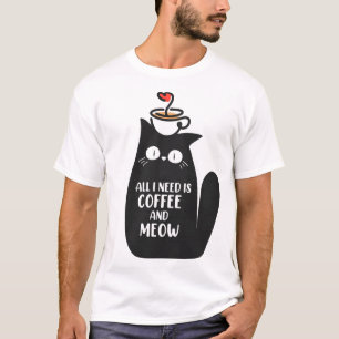 Camiseta Tudo o que Preciso é Café e Meow
