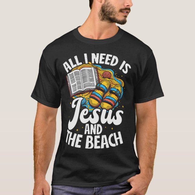 Camiseta Tudo o que Preciso é Jesus e a Praia (Frente)
