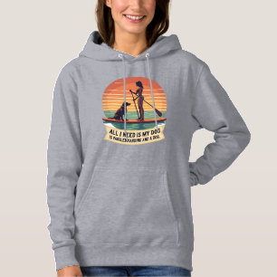 Camiseta Tudo o que Preciso é Meu Cachorro e Paddleboarding