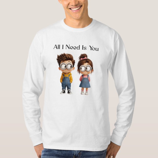 Camiseta Tudo o que Preciso é Você | Rapaz & Rapariga de De (Frente)