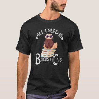 Camiseta Tudo O Que Preciso São Livros E Meu Gato Animais D