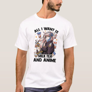 Camiseta Tudo O Que Quero É Chá De Leite E Anime - Kawaii C