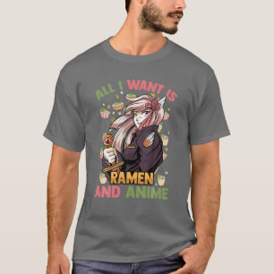 Camiseta Tudo O Que Quero É Ramen E Anime - Kawaii Cute - 