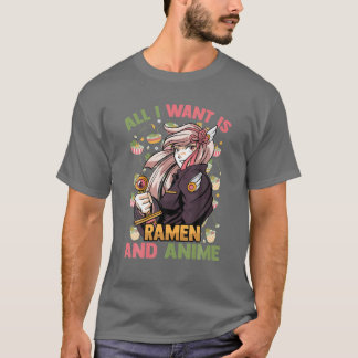 Camiseta Tudo O Que Quero É Ramen E Anime - Kawaii Cute - O