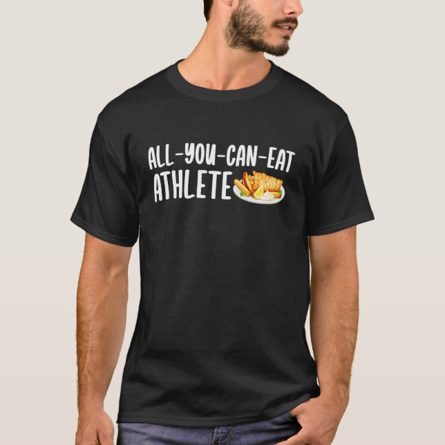 Camiseta Tudo o Que Você Pode Comer Atleta Fritada de Peixe (Frente)