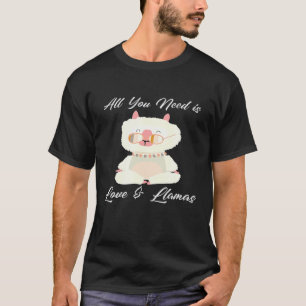 Camiseta Tudo o que você precisa é amor e valentim de lhama