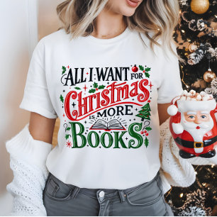 Camiseta Tudo que eu quero no Natal é mais livros