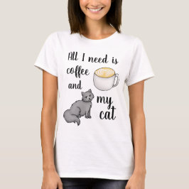 Camiseta Tudo que preciso é café e meu gato é engraçado