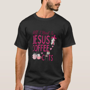 Camiseta Tudo Que Preciso É Jesus, Café e Gatos Fu Cristian