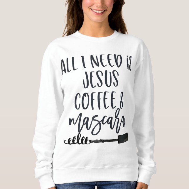 Camiseta Tudo que preciso é Jesus Café e Mascara Engraçado  (Frente)