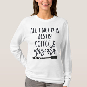 Camiseta Tudo que preciso é Jesus Café e Mascara Engraçado