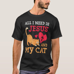 Camiseta Tudo Que Preciso É Jesus E Meu Gato Gatito Gatinho