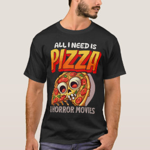 Camiseta Tudo Que Preciso É Pizza E Filmes De Horror Skelet