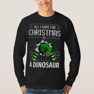 Camiseta Tudo Que Quero É Um Dinossauro Ugly Xmas S