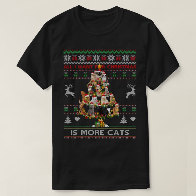 Camiseta Tudo Que Quero Para O Natal É Mais Gatos Suados (Frente do Design)