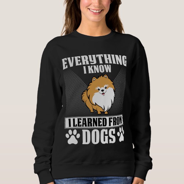 Camiseta Tudo Que Sei Aprendi Com Cães Pomeranianos (Frente)