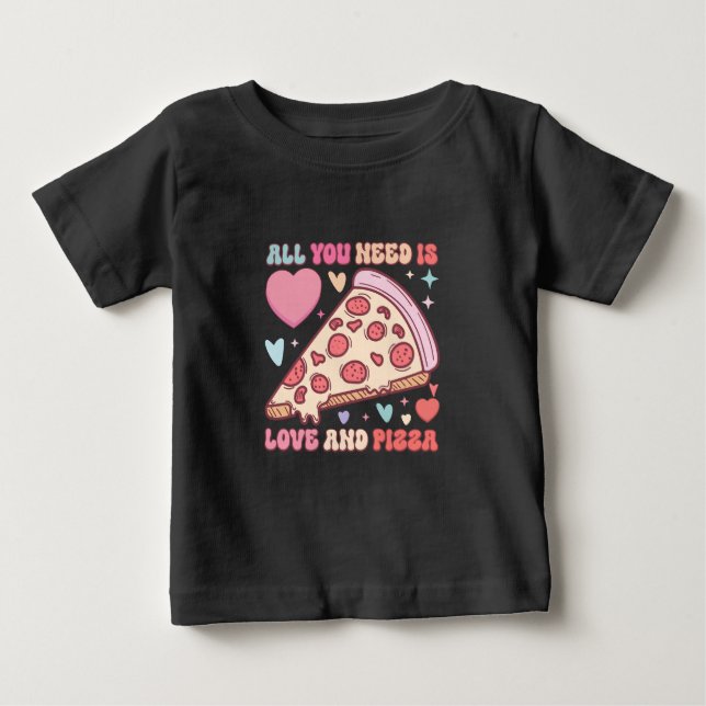 Camiseta Tudo que você precisa é amor e pizza | Engraçado F (Frente)
