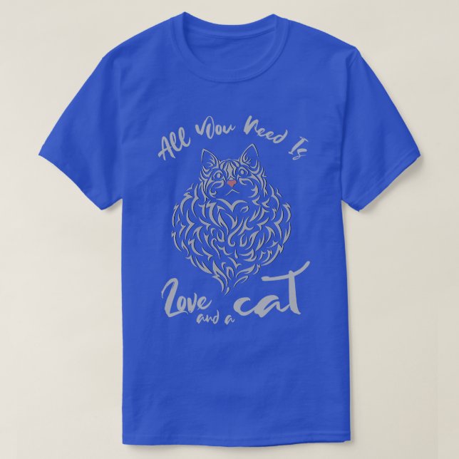 Camiseta Tudo que você precisa é amor e um gato (Frente do Design)