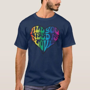 Camiseta Tudo que você precisa é amor - letras do arco-í