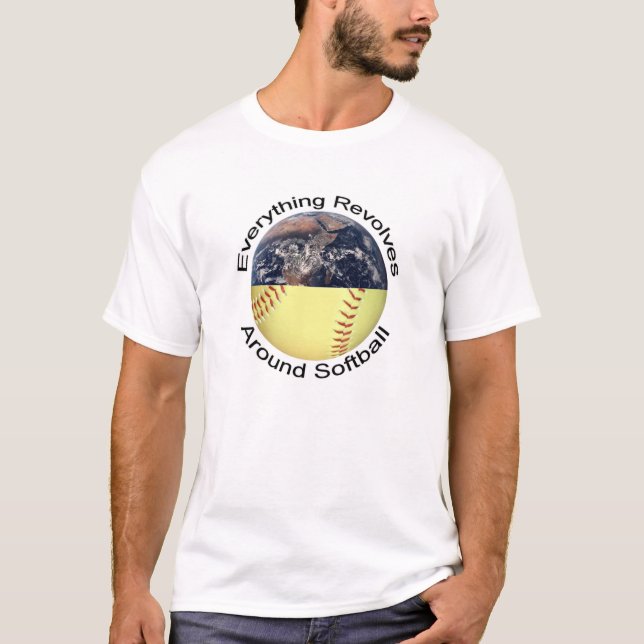 Camiseta Tudo revolve em torno do softball (Frente)