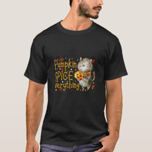Camiseta Tudo Tem Sabor de Abóbora Gato Fofo Outono