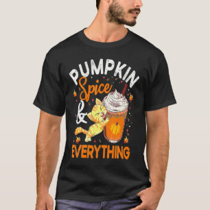 Camiseta Tudo Tem Sabor de Abóbora Gato Fofo Outono