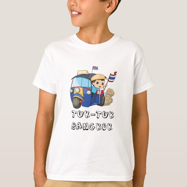 Camiseta Tuk Tuk Bangkok - texto gráfico de suvenir Tailând (Frente)