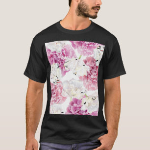 Camiseta Tulip Branca de Peony Rosa Vintage