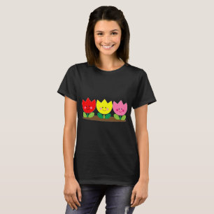 Camiseta Tulip Flowers de Rosto Feliz Arte de Jardim