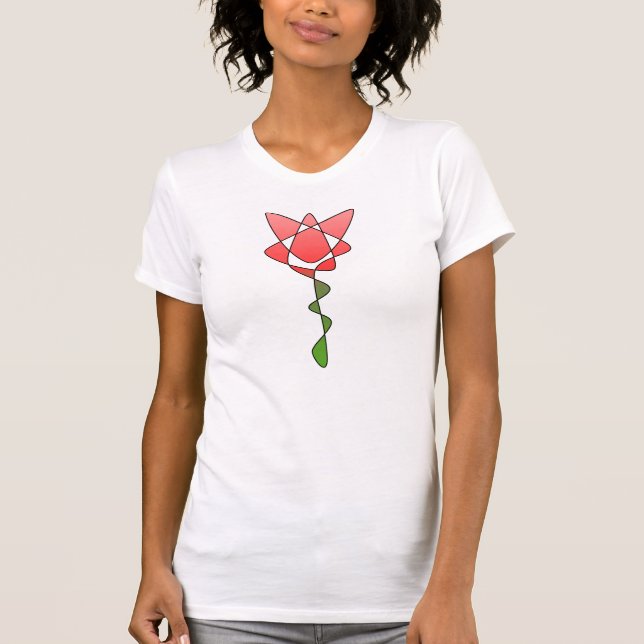 Camiseta Tulipa Contínua Vermelha da Flor Abstrato Perpétua (Frente)