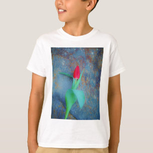 Camiseta Tulipa Vermelha na Cinza Azul