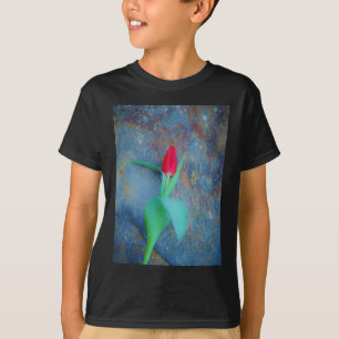 Camiseta Tulipa Vermelha na Cinza Azul