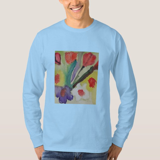 Camiseta Tulipas de abstrato e Flores de Mola (Frente)