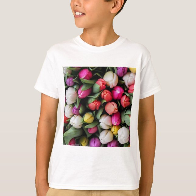 Camiseta Tulipas Flores Coloridas Páscoa Primavera (Frente)