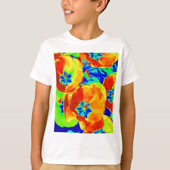Camiseta tulipas fluorescentes (Frente)