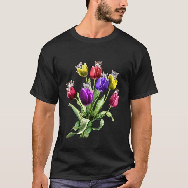Camiseta Tulipas gato (Frente)
