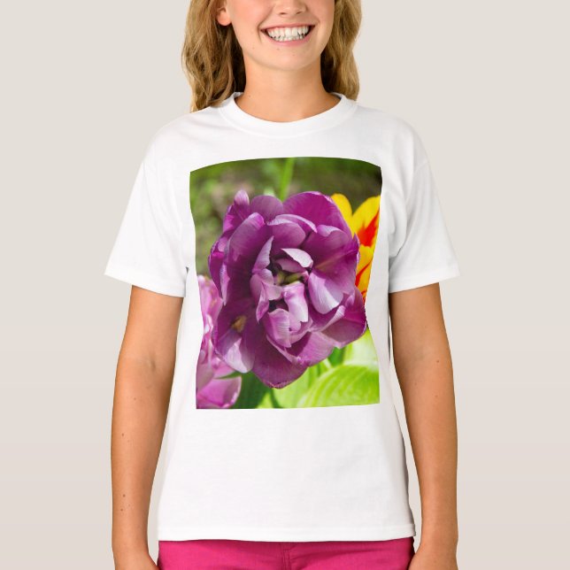 Camiseta Tulipas lilás num dia ensolarado (Frente)