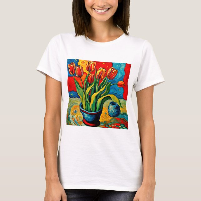 Camiseta Tulipas no vaso (Frente)