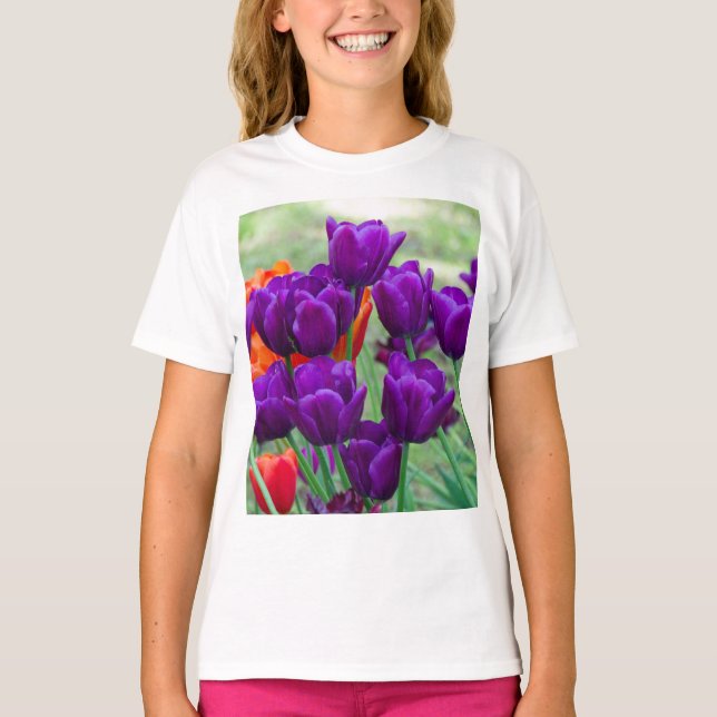 Camiseta Tulipas roxas escuras (Frente)