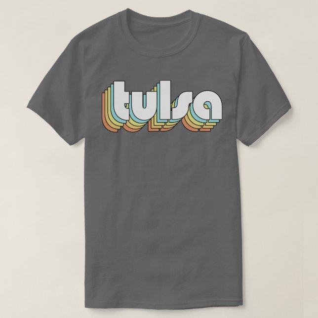 Camiseta Tulsa Retro Arco-Íris Tipografia Estilo Desvanecid (Frente do Design)