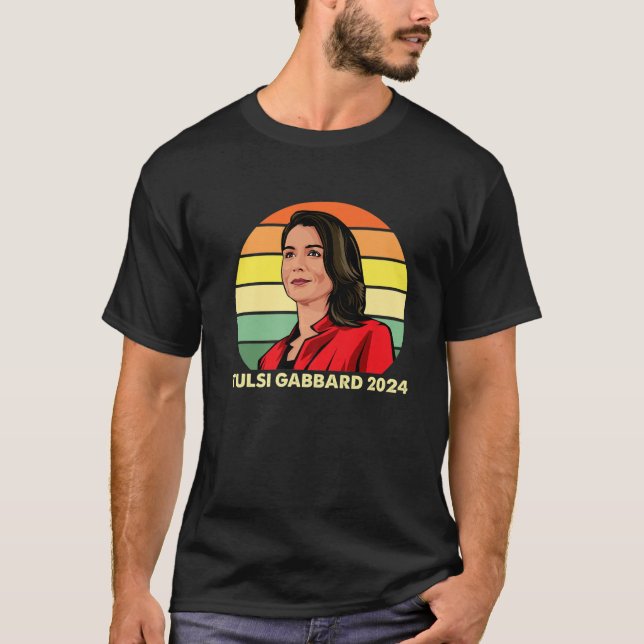 Camiseta Tulsi Gabbard Para O Presidente Patriot Democrata  (Frente)
