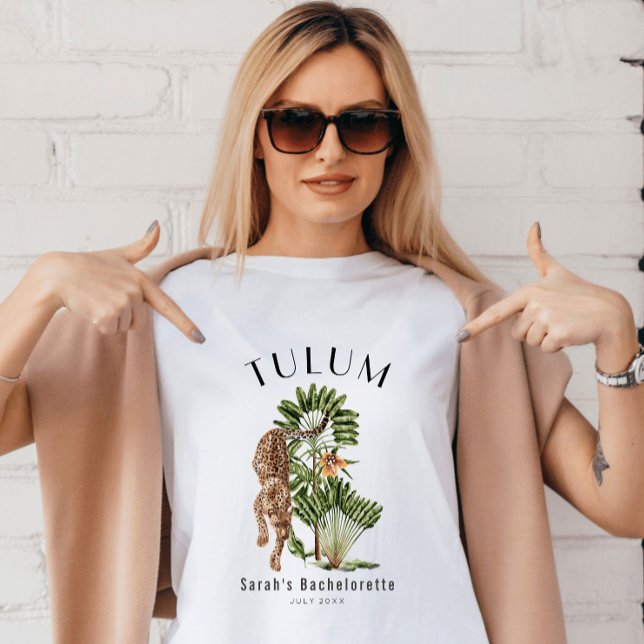 Camiseta Tulum Leopard Bachelorette Tropical Weekend (Criador carregado)
