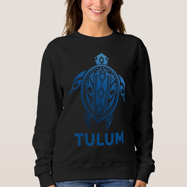 Camiseta Tulum Mexico Tribal Tattoo Blue Sea Turtle Souveni (Frente)