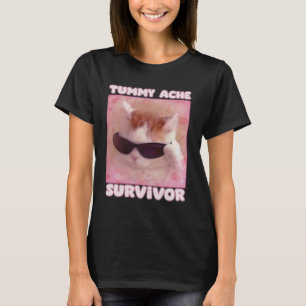 Camiseta Tummy Ache Sobrevivente Cat Engraçado
