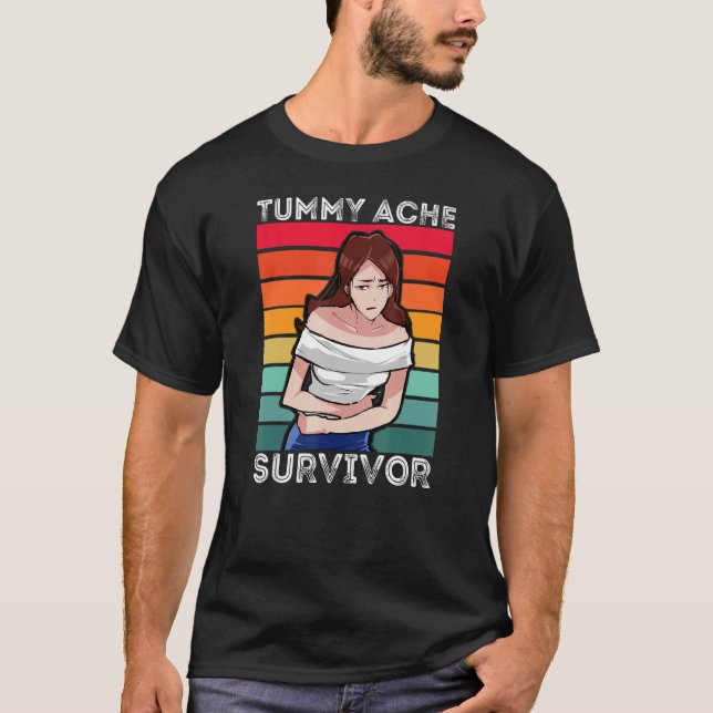 Camiseta Tummy Ache Survive Retro Tummy Ache Piada IBS Mulh (Frente)