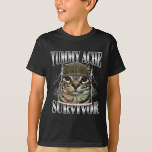 Camiseta Tummy Ache Survivor Engraçado Meme Sarcástico Cita