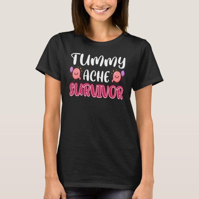 Camiseta Tummy Ache Survivor Stomachache Awareness Apparel  (Frente)