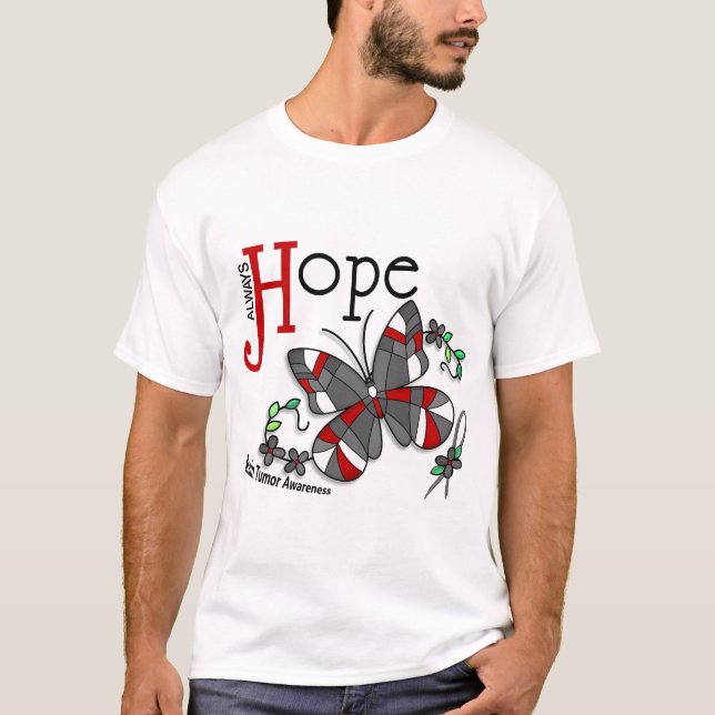 Camiseta Tumor cerebral da borboleta do vitral (Frente)