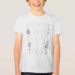 Camiseta Tumor cerebral Sensibilização Mês Cinza Fita